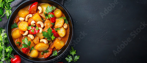 Exploring the rich flavors of vibrant massaman curry with cashews and baby potatoes a culinary delight