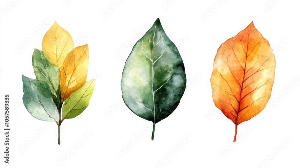 Obraz premium Watercolor Leaves Artwork