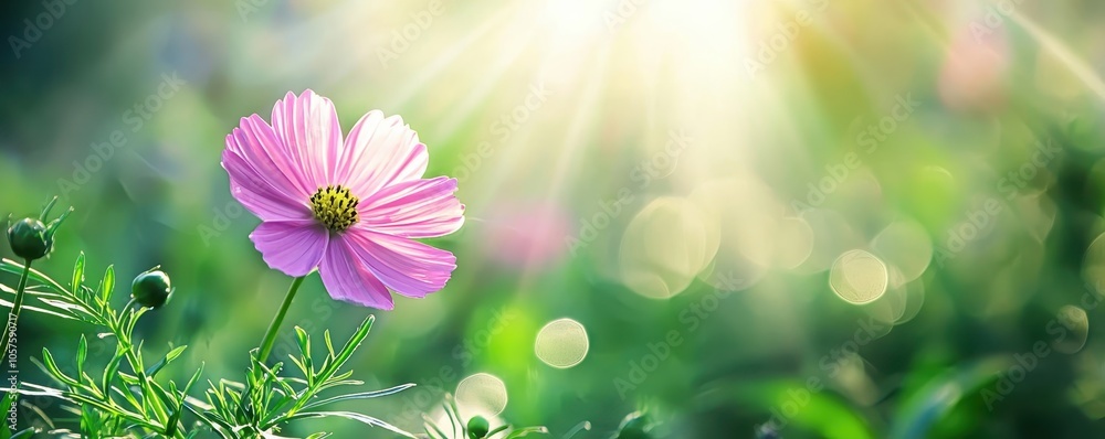 A vibrant pink flower bathed in warm sunlight, surrounded by lush green foliage. Captures the serene beauty of nature in a blooming garden. A vibrant pink flower bathed in warm sunlight, surrounded by lush green foliage. Captures the serene beauty of nature in a blooming garden.