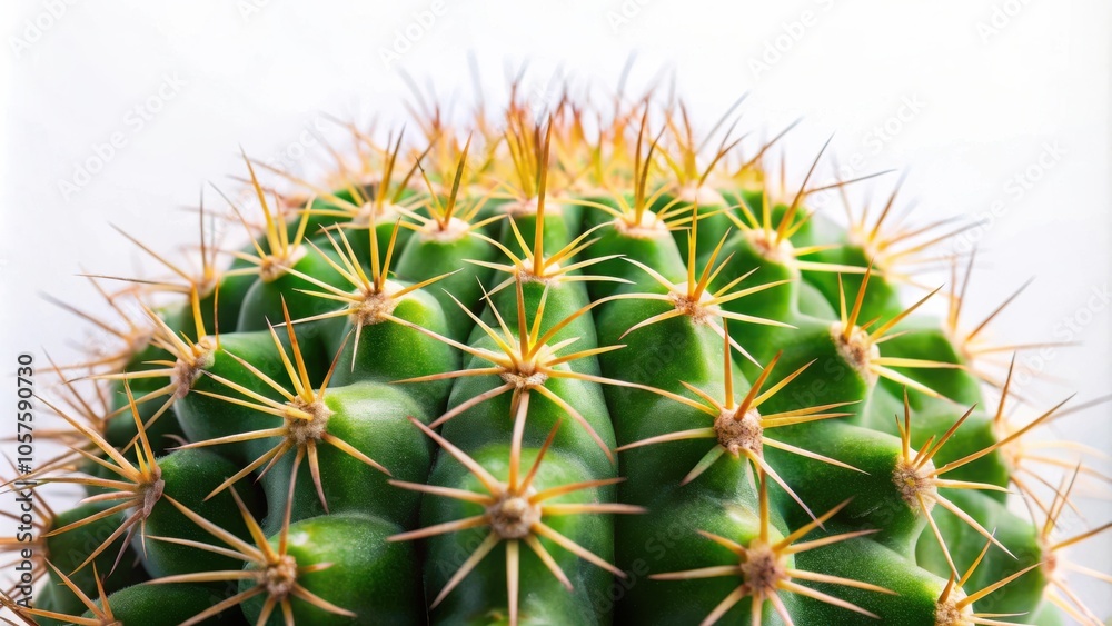 Extreme close-up detailed shot of a spiky cactus plant in natural habitat isolated on white background Extreme close-up detailed shot of a spiky cactus plant in natural habitat isolated on white background