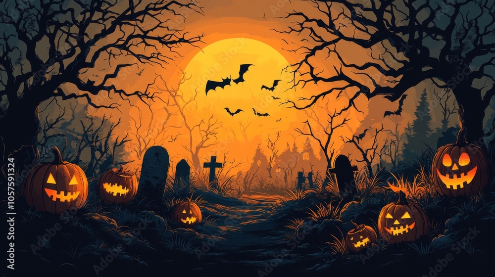 Haunting Halloween Night Scene Haunting Halloween Night Scene