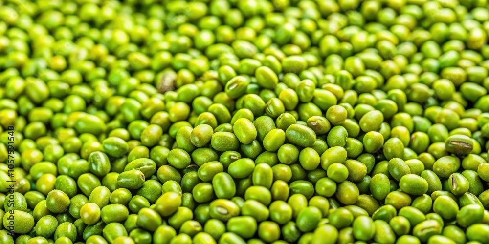 Close-up shot of vibrant green mung beans with small size ideal for food industry Close-up shot of vibrant green mung beans with small size ideal for food industry