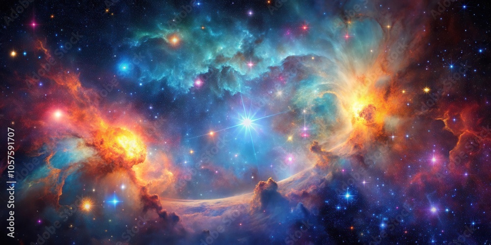 Vibrant cosmic nebulae and stars in stunning deep space scene for stock photo Vibrant cosmic nebulae and stars in stunning deep space scene for stock photo