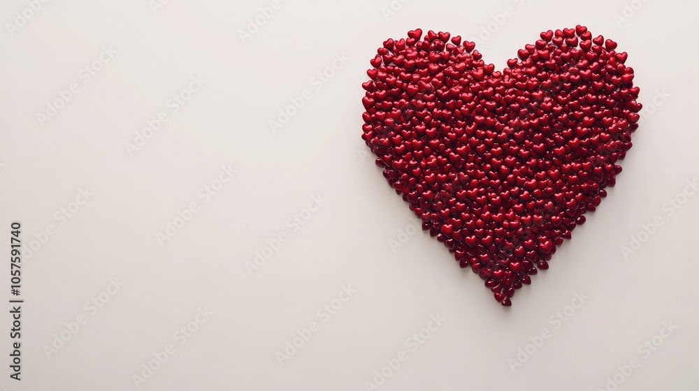 Symbolic red heart made of tiny red hearts on a clean white background, representing love in its many forms and unity in diversity. Symbolic red heart made of tiny red hearts on a clean white background, representing love in its many forms and unity in diversity.