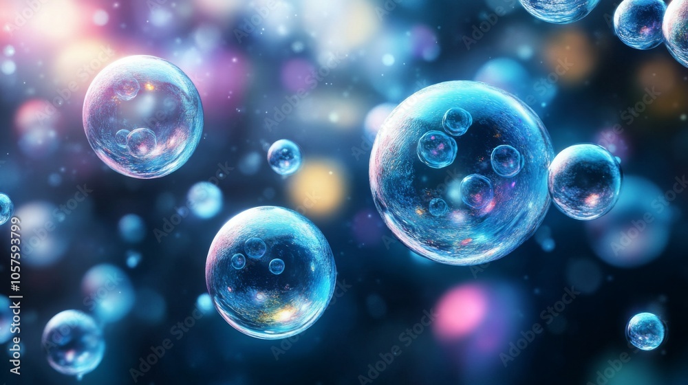 Colorful Bubbles Floating in a Dreamy Background Colorful Bubbles Floating in a Dreamy Background