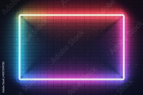 Illuminated Neon Border on Brick Wall – Perfect for Modern Art, Advertising, and Vibrant Backgrounds