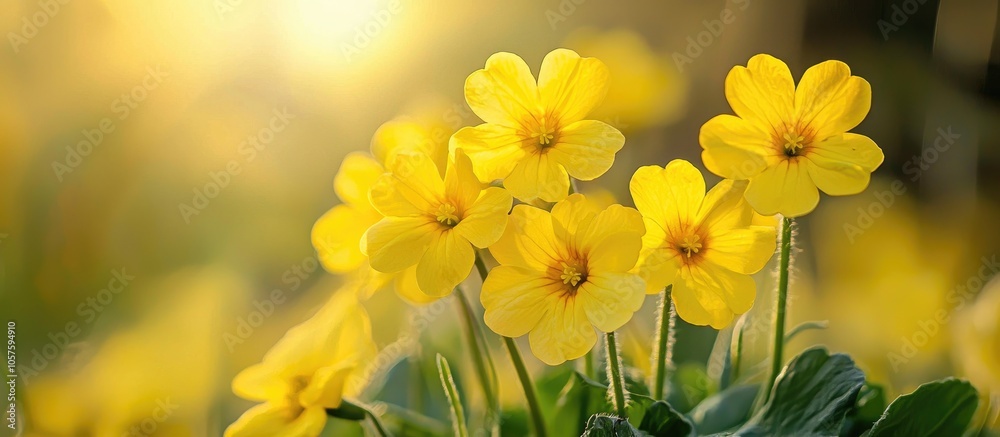 Yellow Primula Primula Vulgaris Spring Flowers Yellow Primula Primula Vulgaris Spring Flowers