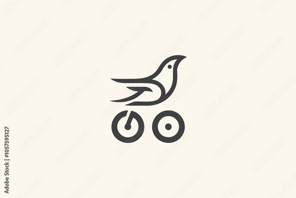 Bird on wheels logo showcasing innovation and movement ideas Bird on wheels logo showcasing innovation and movement ideas