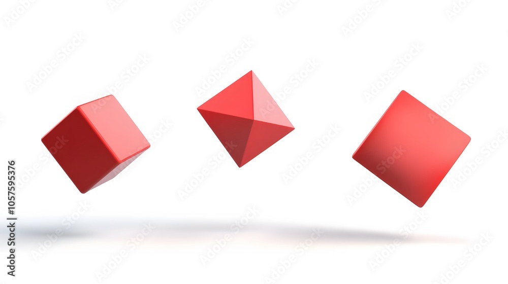 different levitating 3d shapes on white background different levitating 3d shapes on white background