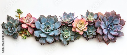 Cluster Of Echeveria Rezry Flower Plant On White Background photo