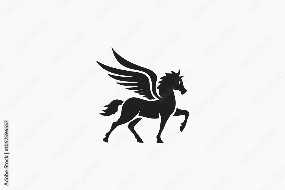 Silhouette of a magical Pegasus, symbolizing freedom and grace. Silhouette of a magical Pegasus, symbolizing freedom and grace.