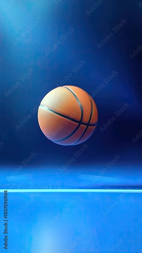 A basketball on the blue background. A basketball on the blue background.
