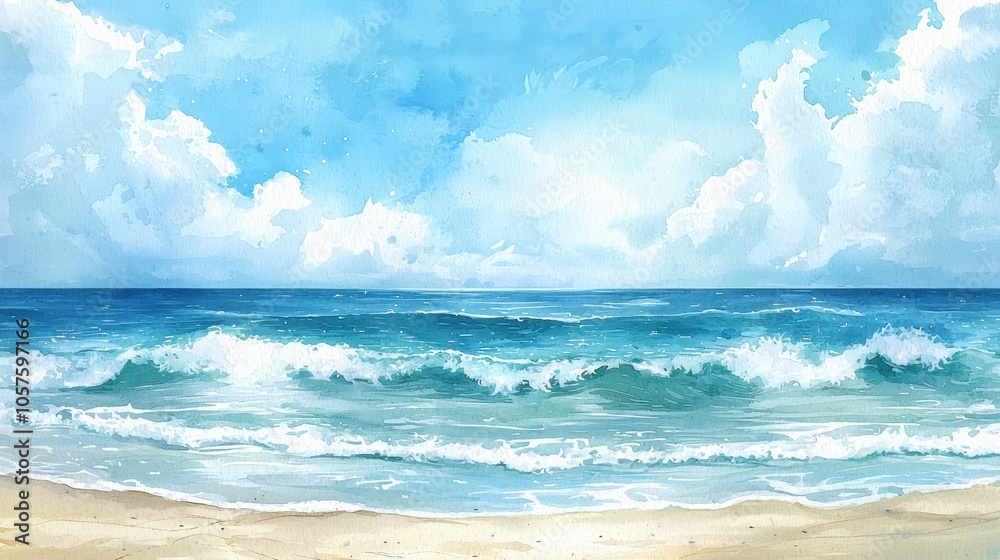 Scenic view of a tranquil beach with gentle waves under a clear blue sky, perfect for a serene escape or peaceful meditation. Scenic view of a tranquil beach with gentle waves under a clear blue sky, perfect for a serene escape or peaceful meditation.
