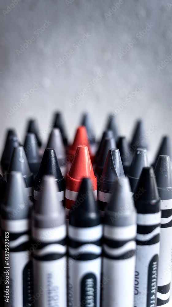 Cluster of Colored Pencils Against Plain Background, Close-Up Cluster of Colored Pencils Against Plain Background, Close-Up