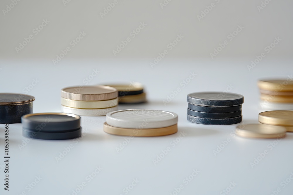 Coins on a white background. Money and business concept. Background, banner, wallpaper. Coins on a white background. Money and business concept. Background, banner, wallpaper.