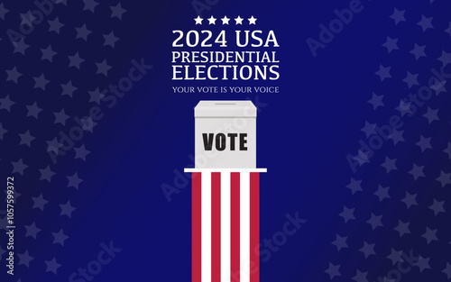 USA Election poster design, USA election poster with ballot box, ballot box with USA election banner