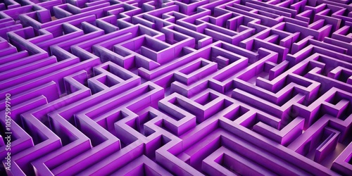 of Intricate Purple Labyrinth Maze with Complex Passageways and Dead Ends