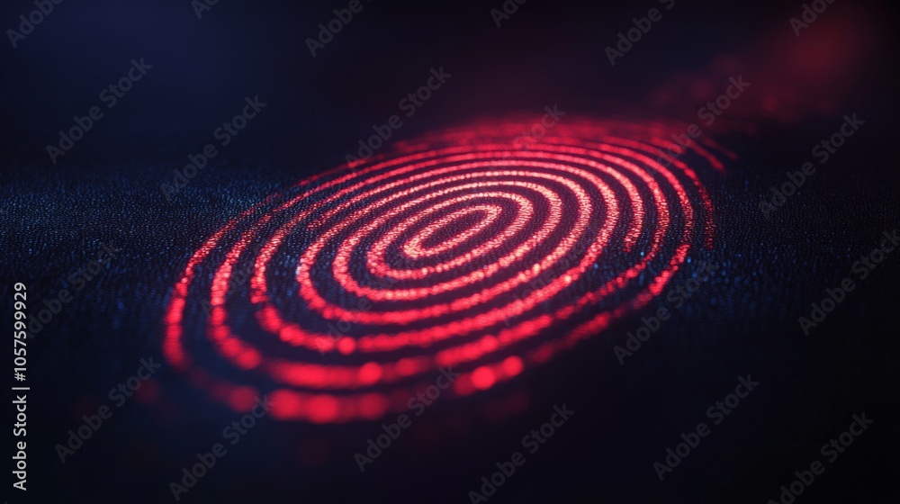 Futuristic Red Fingerprint on Screen Futuristic Red Fingerprint on Screen