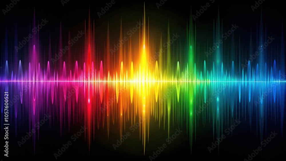 Vibrant colored sound wave design on dark background for music and technology concepts Vibrant colored sound wave design on dark background for music and technology concepts