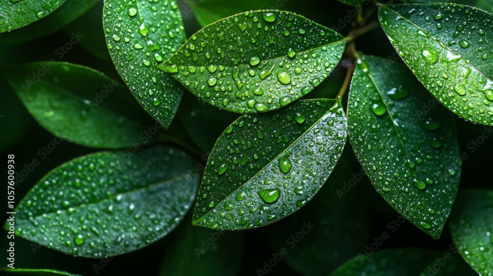 Fototapeta premium Green Leaf Drops