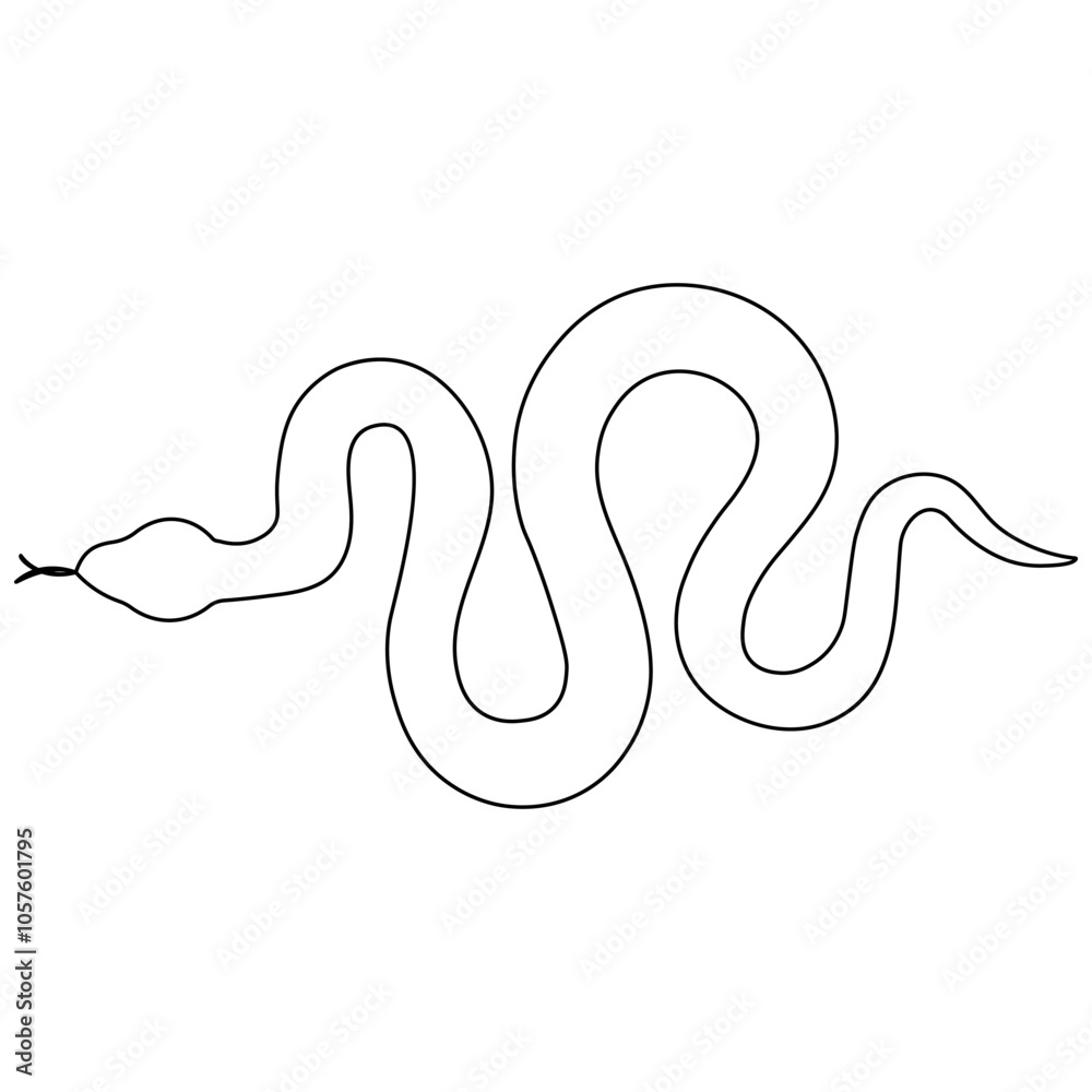 Obraz premium Snake tattoo sticker logotype cartton simple minimalist icon continuous one line drawing outline vector illustration 