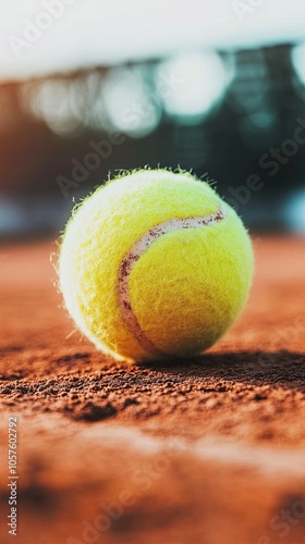 A close-up of a tennis ball on the court. Sports concept. Background, wallpaper