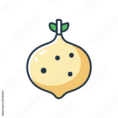 Jicama vegetable icon. Fresh jicama illustration, healthy eating.  Represents purity and simple goodness.