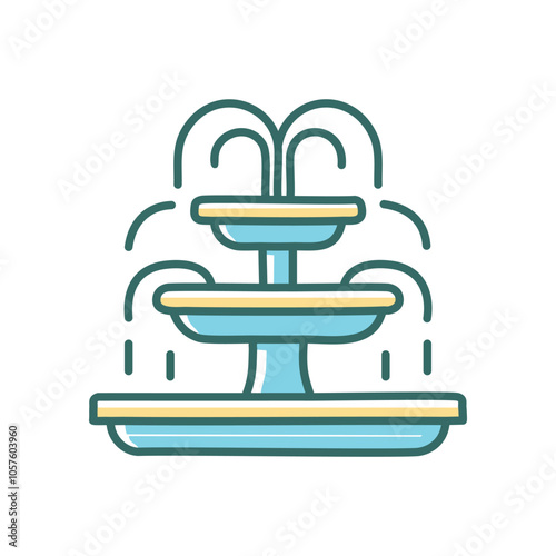 Serene water fountain design. Tranquil tiered fountain; symbolizes peace, renewal, and elegance.  Perfect for relaxation.