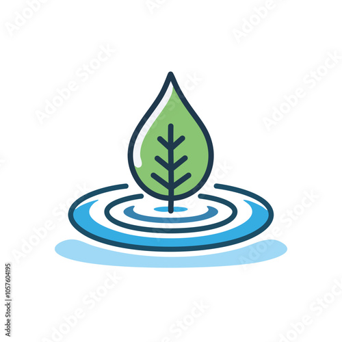 Leaf water drop purity. Nature's essence, pure water, and vibrant life.  Symbolizes eco-friendly freshness.