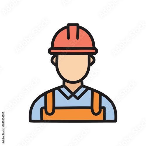 Construction worker icon. Hard hat, overalls, builder. Represents skill, labor, and construction.