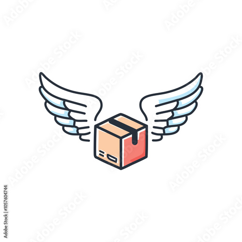 Fast delivery package. Speedy shipment, swift transit.  Symbol of quick delivery services.