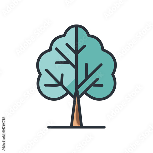 Simple green tree icon. Nature, growth, ecology symbol.  Represents life, strength, and environmental protection.