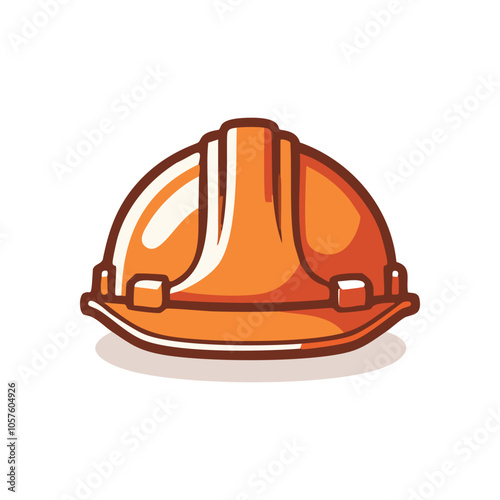Safety hard hat icon. Orange construction helmet graphic. Represents safety, building, and hard work.