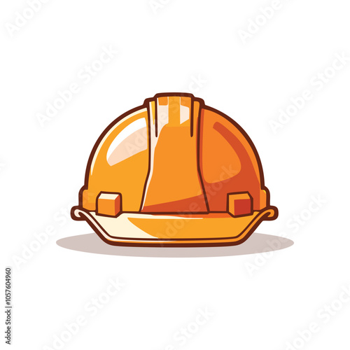 Safety hard hat icon. Orange hard hat graphic, symbolizes safety, protection, and construction work.