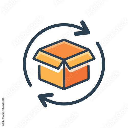 Package return process. Efficient product return, easy exchange.  Circular arrows symbolize seamless logistics.