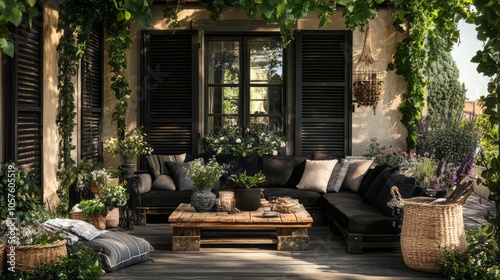 Comfortable outdoor living room with black details 7