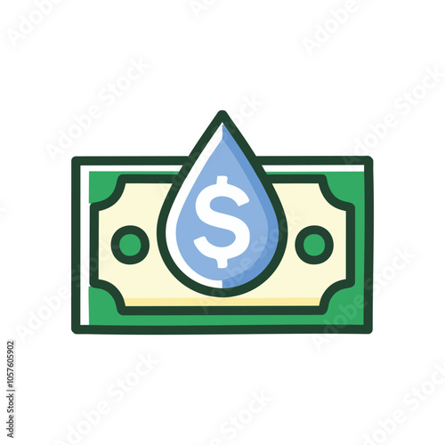 Money water drop finance. Financial liquidity concept;  symbolizes wealth and abundance flowing like water.  Represents financial stability.