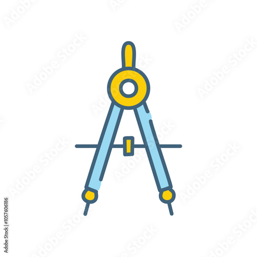 Drafting compass icon. Geometry tool; precision drawing; design accuracy;  symbolizes planning, creation