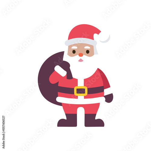 Santa claus gift bag joy. Festive Santa carries gifts, symbolizing Christmas cheer and generosity.  Holiday spirit abounds!