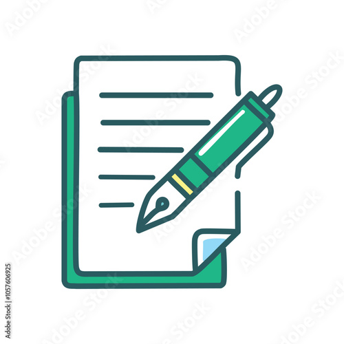Pen and paper note. Document creation, writing process, ideas, planning, composition,  new beginnings, fresh start.
