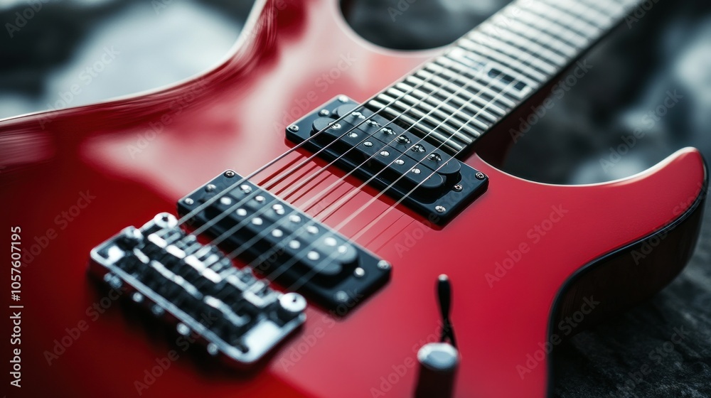 Red Electric Guitar Closeup Red Electric Guitar Closeup