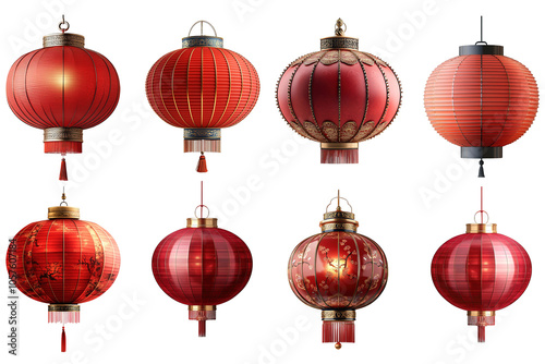 Elegant Red Chinese Lantern Collection with Traditional Floral Designs