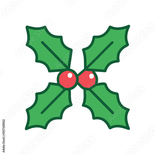 Holly berry christmas design. Festive holly leaves and berries; symbolizes joy, winter holidays, and Christmas cheer.