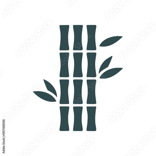 Bamboo stalks icon. Tranquil bamboo plant graphic, symbolizing peace, nature, and growth. Ideal for eco-friendly designs.