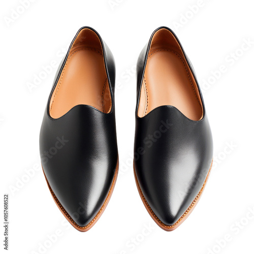 Sleek leather mules with a low heel and slip-on style, perfect for easy elegance. isolated on transparency background photo