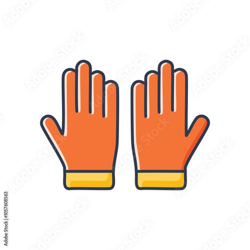 Orange work gloves pair. Safety gear, hand protection.  Symbolizes preparedness and diligent work.