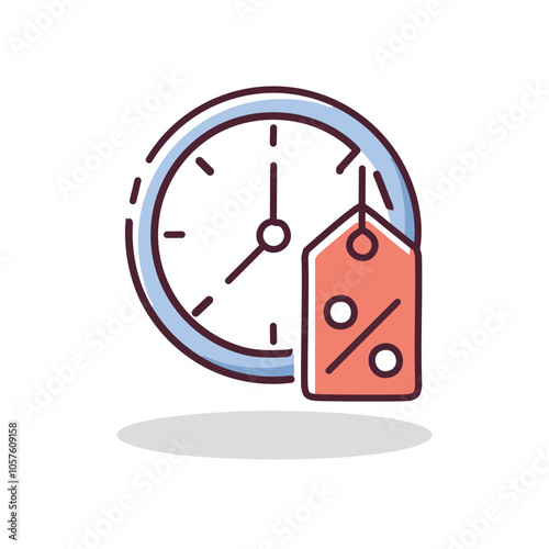 Timed discount offer. Limited time sale urgency; grab this amazing deal now.  Clock and price tag symbolize a fleeting opportunity.