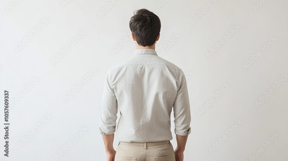 Man in White Shirt Back View Casual Elegance Portrait Man in White Shirt Back View Casual Elegance Portrait