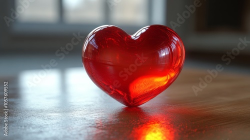 A magnificent stairway illuminated by a glowing heart shape at twilight