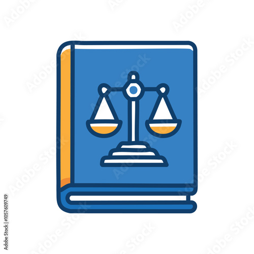 Law book justice scales. Legal textbook symbolising fairness balance and justice.  Seek equity.